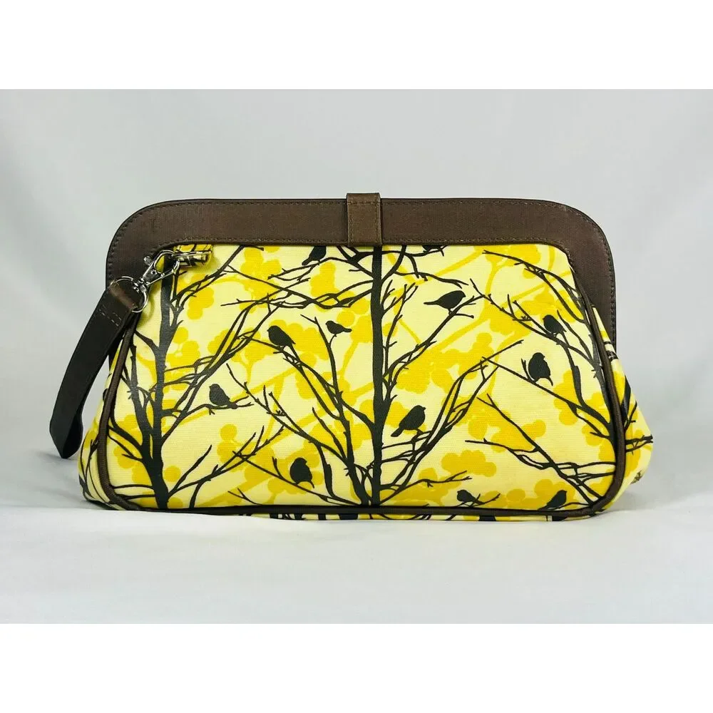 Petunia Pickle Bottom Diaper Bag Wristlet Yellow Birds Changing Pad Water Resist
